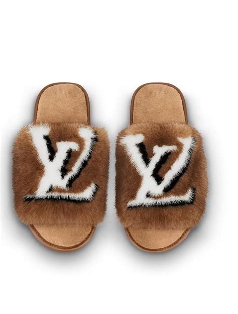 fuzzy louis vuitton slippers|louis vuitton slippers female.